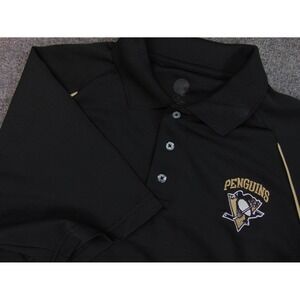 Pittsburgh Penguins Polo Mens Medium Short Sleeve Black Solid NHL Hockey Fan